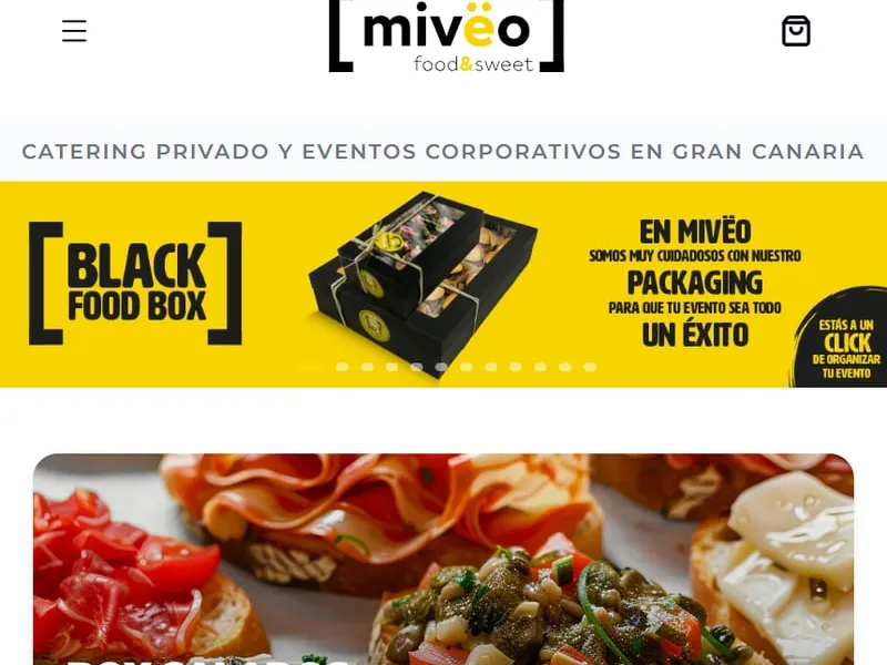 MIVEO - Web y tienda online para Miveo, catering y organización de eventos en Gran Canaria: box salados y du...